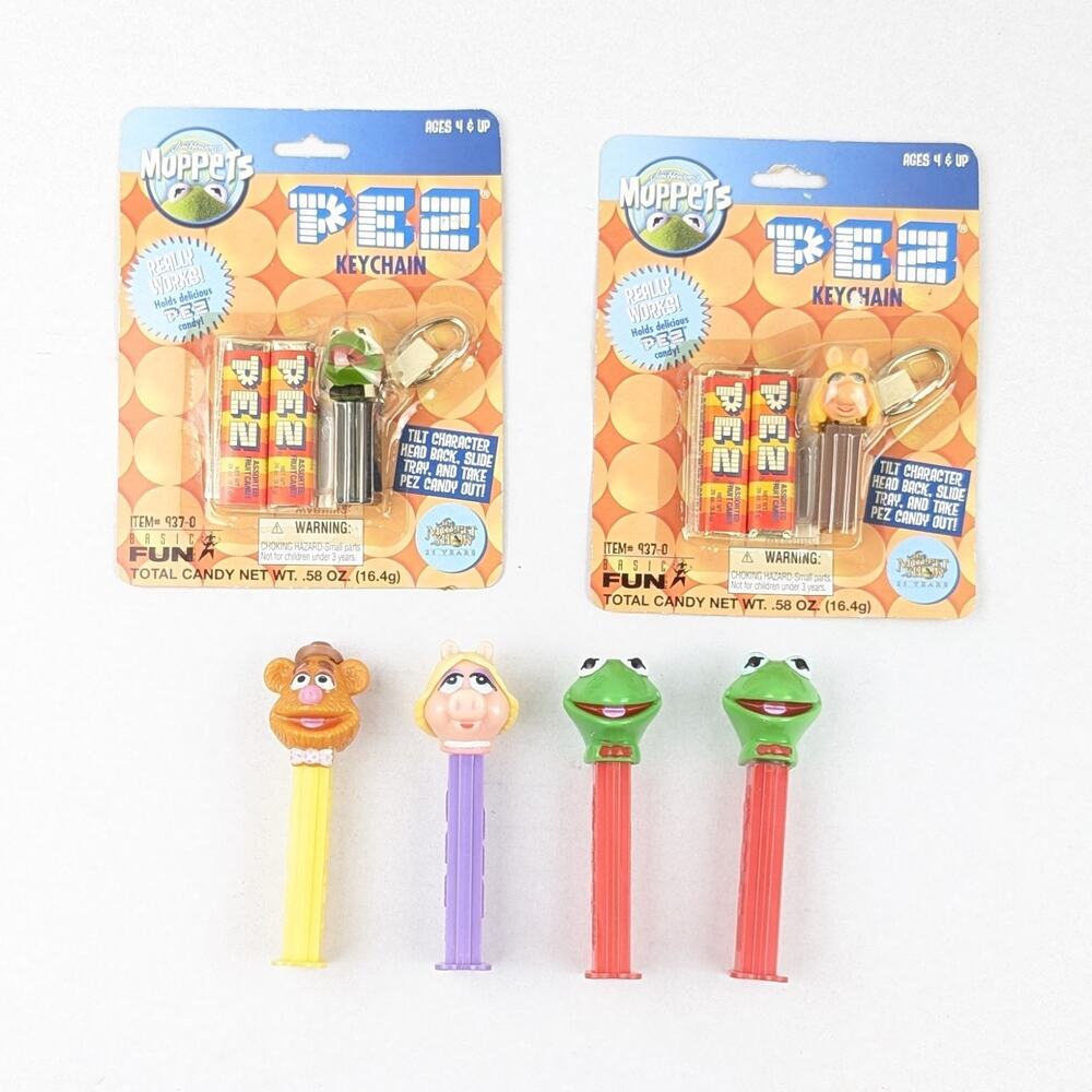 The Muppets Pez Dispensers Lot of 4 - Vintage Kermit, Miss Piggy, Gonzo & Fozzie